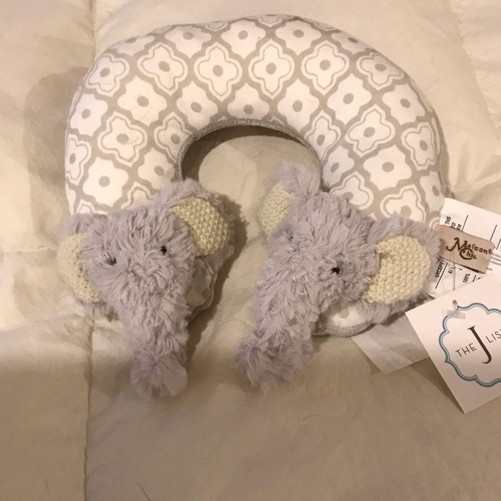 Elephant Neck Pillow for Kids - Gray and Cream